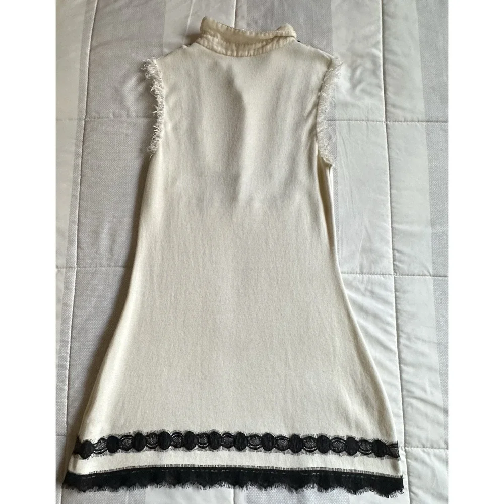 Free People Ivory & Black Apron Style Dress XS Sleeveless Collar - Picture 5 of 12